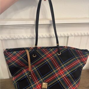 Dooney & Bourke Black and Red Plaid Tote